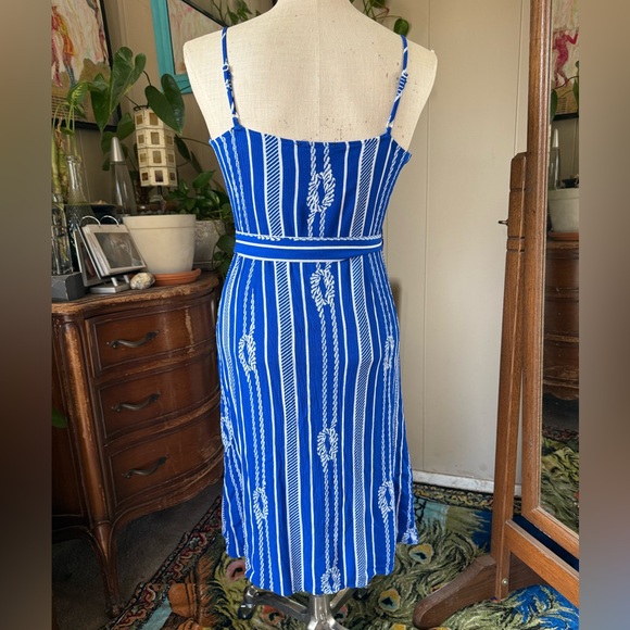 New Look Blue Floral Striped Rope Nautical Midi Dress, size L - Picture 3 of 6